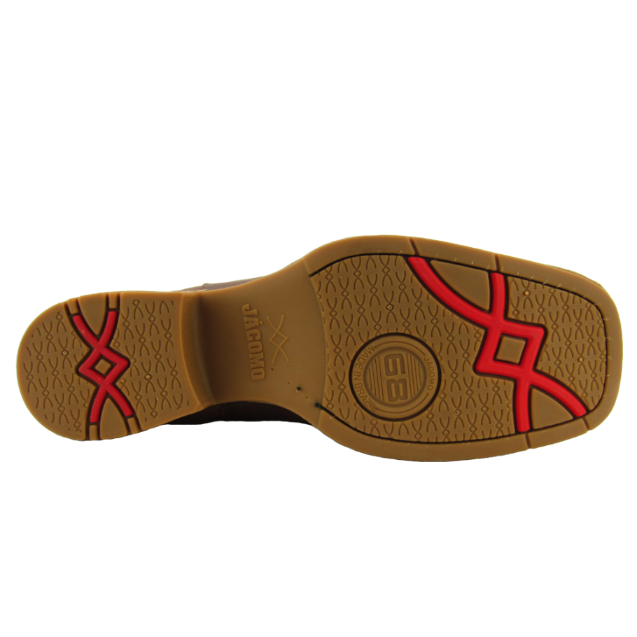 Botina Masculina Western Bico Quadrado Fossil Café Solado Up